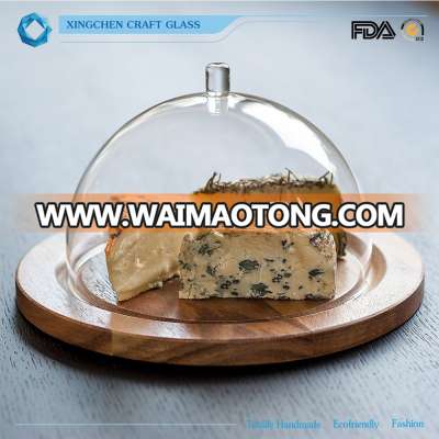 Clear glass high borosilicate glass dome food cover drinking glass cake cover